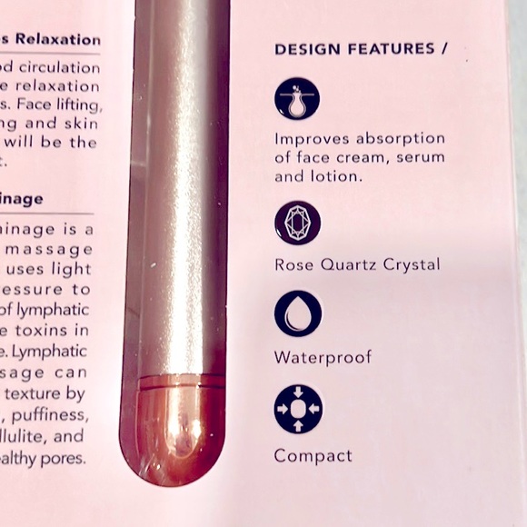 Luxe + Willow PHOENIX - Rose Quartz Vibrating Facial Roller BNIB! - Picture 7 of 12